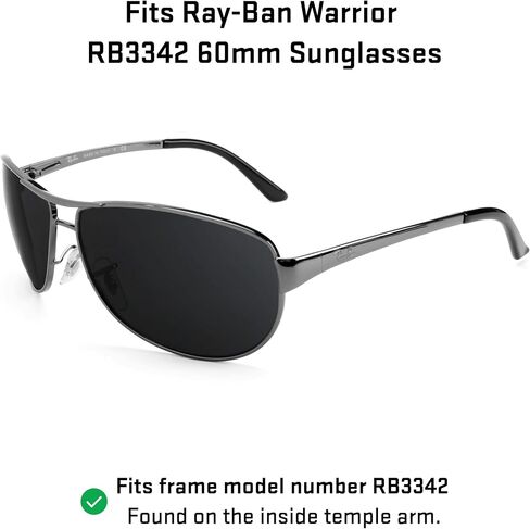 Revant Replacement Lenses Compatible With Ray-Ban Warrior RB3342 60mm, Non-Polarized, Black Chrome Mirrored in Saudi Arabia