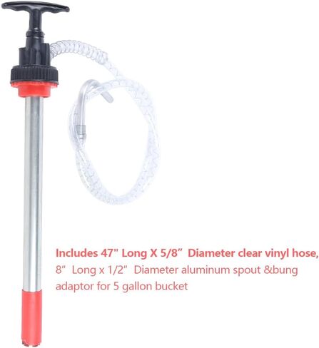 Manual Push Oil Pump, Fluid Transfer Pump, 5 Gallon Bucket Pump Portable Liquid Pump with 50" Long * 0.47"Diameter Flexible Hose and Nozzle in Kuwait