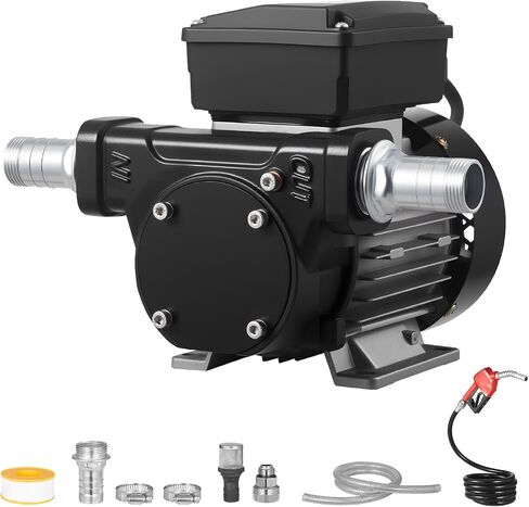 VEVOR Fuel Transfer Pump 110V, 16 GPM 60 L/min, AC Electric Oil Transfer Pump for Diesel Kerosene Biodiesel, with Auto Fuel Nozzle & 2 Hoses, 45 ft/13.7 m Max Lift, for Vehicles, Construction Sites in Saudi Arabia