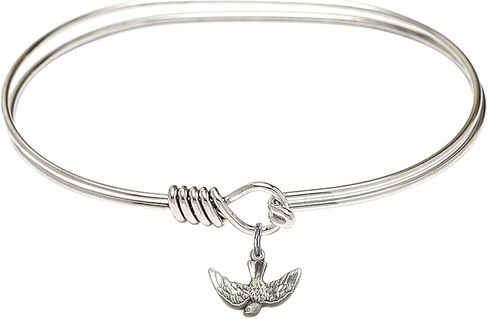 Oval Eye Hook Bangle Bracelet w/Holy Spirit in Sterling Silver in Saudi Arabia