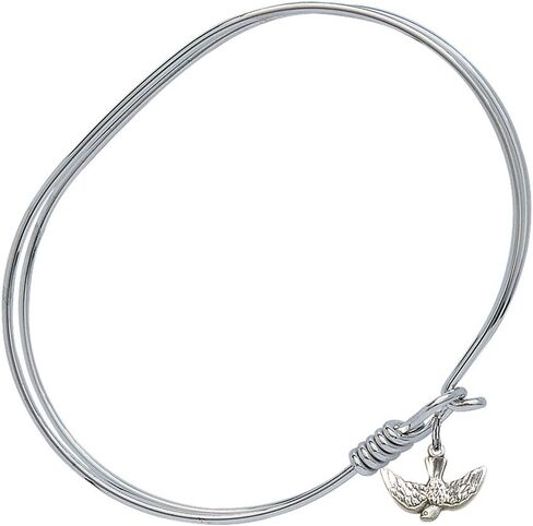 Oval Eye Hook Bangle Bracelet w/Holy Spirit in Sterling Silver in Saudi Arabia