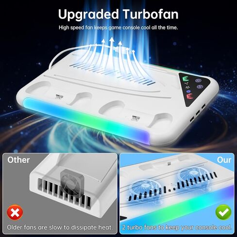 TECTINTER for PS5 Slim/PS5 Stand and Cooling Station,3-Level Cooling Station and 8 RGB LED with Charger for PS5&Edge Controller,PS5 Cooling station Design for PS5 Slim Disc&Digital /PS5 Disc & Digital in Kuwait