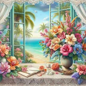 GUMITOON Stained Glass Cactus Flower Diamond Painting Kits for Adults 5D for Beginner, DIY Full Drill Diamond Dots Paintings with Diamonds Gem Art and Crafts for Adults Home Wall Decor 12x12inch in Kuwait