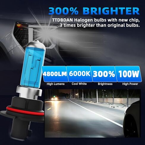 Halogen Headlights Fit For Ford Mustang 2005-2012 Headlight Bulbs,9008/H13 High/Low Beams Bright Front Light Combo Kit,Plug & Play,Pack of 2 (Ford Mustang 2005-2012) in Saudi Arabia