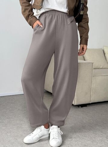 EVALESS Wide Leg Sweatpants Women Fall Clothes Casual Elastic High Waisted Baggy Pants Cropped Length Ballon Joggers in Saudi Arabia