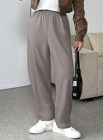 EVALESS Wide Leg Sweatpants Women Fall Clothes Casual Elastic High Waisted Baggy Pants Cropped Length Ballon Joggers in Saudi Arabia