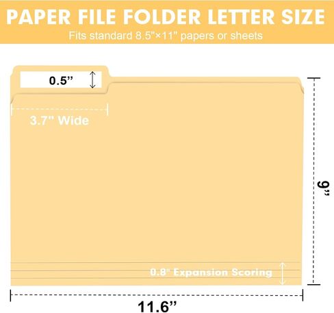 File Folder, RAZCC 200 Pack 1/3 Cut Tab Colored Folders, Colored File Folder Letter Size for Office Classroom Use, Folders with Tabs Assorted 5 Colors in Saudi Arabia