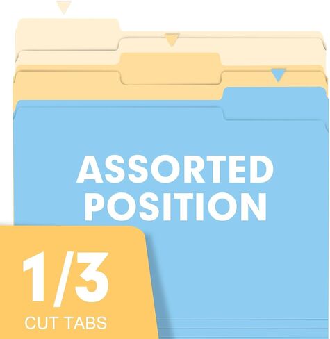 File Folder, RAZCC 200 Pack 1/3 Cut Tab Colored Folders, Colored File Folder Letter Size for Office Classroom Use, Folders with Tabs Assorted 5 Colors in Saudi Arabia