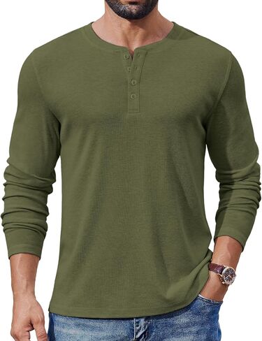 COOFANDY Mens Henley Shirts Long Sleeve Lightweight Buttons T-Shirts Casual Basic Pullover Top in Saudi Arabia