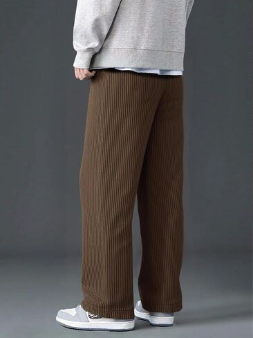 Floerns Men's Baggy Loose Fit Corduroy Straight Wide Leg Pants Elastic Waist Casual Pants with Pocket in Saudi Arabia
