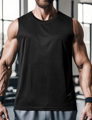 Men's Workout Sleeveless Shirts Quick Dry Muscle Swim Shirt Gym Fitness Running Beach Tank Tops in Saudi Arabia