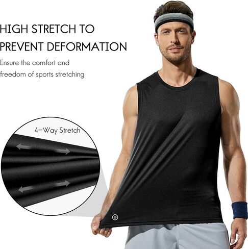 Men's Workout Sleeveless Shirts Quick Dry Muscle Swim Shirt Gym Fitness Running Beach Tank Tops in Saudi Arabia