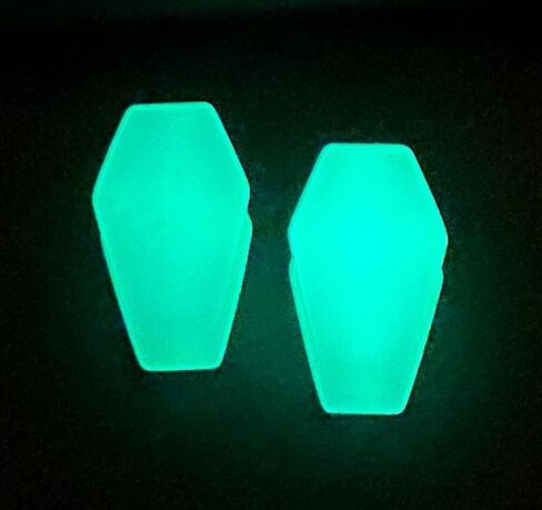 PAIR of Unique Glow in the Dark Stone Coffin Shaped Double Flare Plugs - Gauges - Body Jewelry in Saudi Arabia