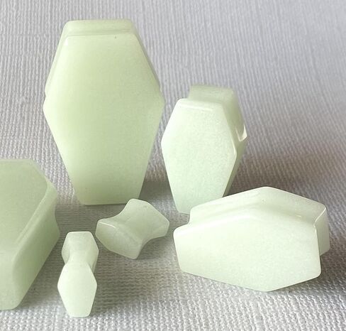 PAIR of Unique Glow in the Dark Stone Coffin Shaped Double Flare Plugs - Gauges - Body Jewelry in Saudi Arabia