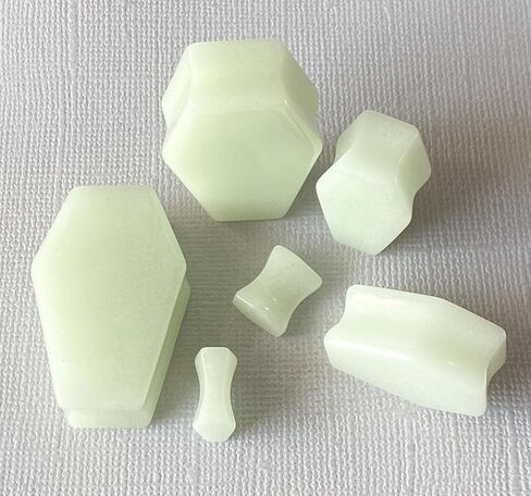 PAIR of Unique Glow in the Dark Stone Coffin Shaped Double Flare Plugs - Gauges - Body Jewelry in Saudi Arabia