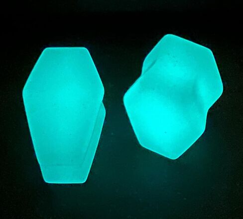 PAIR of Unique Glow in the Dark Stone Coffin Shaped Double Flare Plugs - Gauges - Body Jewelry in Saudi Arabia