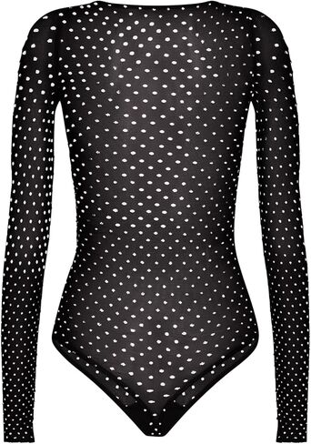 بدلة للجسم من Wolford Dots String للنساء ذات قصة ضيقة وأكمام طويلة شفافة مع نمط منقط محبوك ثلاثي الأبعاد وخط عنق مستقيم in Saudi Arabia