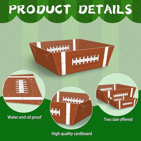 36 Pcs Football Party Decorations Paper Food Trays, Football Party Favors Food Trays Disposable Football Party Supplies Football Decor Serving Tray Birthday Bowl Party Food Boats Nacho Tray in Kuwait