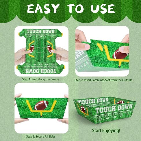 36 Pcs Football Party Decorations Paper Food Trays, Football Party Favors Food Trays Disposable Football Party Supplies Football Decor Serving Tray Birthday Bowl Party Food Boats Nacho Tray in Kuwait