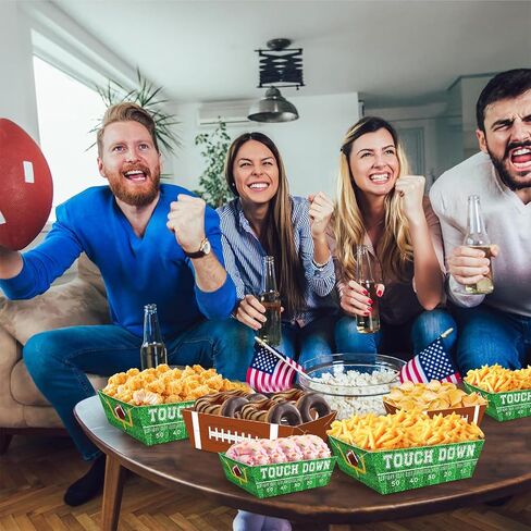 36 Pcs Football Party Decorations Paper Food Trays, Football Party Favors Food Trays Disposable Football Party Supplies Football Decor Serving Tray Birthday Bowl Party Food Boats Nacho Tray in Kuwait