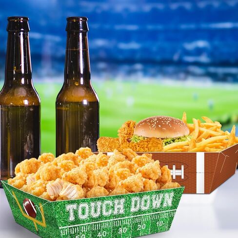 36 Pcs Football Party Decorations Paper Food Trays, Football Party Favors Food Trays Disposable Football Party Supplies Football Decor Serving Tray Birthday Bowl Party Food Boats Nacho Tray in Kuwait