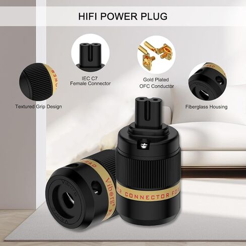 Viborg VF508 C7 Power Connector Pure Copper Figure 8 IEC Connector Female AC Power Plug 7A/125V 2.5A/250V Power Cord Audio Cable Mains Connector in Kuwait