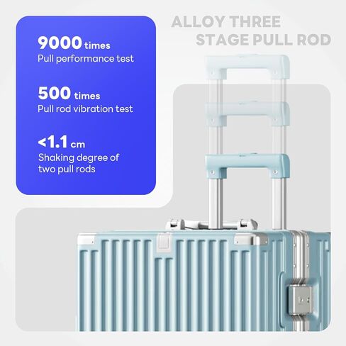 Carry-on with Cup Holder & USB Port Carry on Luggage Durable Luggage Suitcase Lightweight Hardside Luggage with TSA lock & Phone Holder 360° double spinner Wheels (Blue=(20+24)lnch, (20+24)lnch) in Saudi Arabia