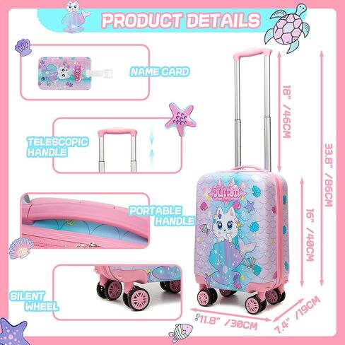 مجموعة حقائب سفر للأطفال مكونة من 3 قطع حقيبة أطفال بعجلات دوارة مقاس 16 بوصة حقيبة أطفال للأولاد مع عجلات ذات هيكل صلب مجموعات حقائب سفر معتمدة من شركة الطيران in Kuwait