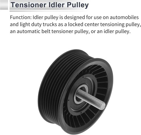 Drive Belt Idler Pulley for Jaguar F-Type 2014-2024 Serpentine Tensioner Pulley Idler with Bolt Washer No.DX2319A216DA/C2D21157 Plastic Black 1 Pcs in Saudi Arabia