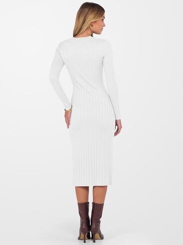 ANRABESS Womens 2025 Fall Long Sleeve Midi Dress Ribbed Knit Bodycon Fitted Button Down Wedding Guest Slit Sweater Dresses in Saudi Arabia