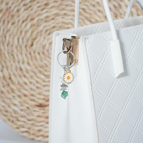Natural Crystal Keychain New Beginnings Gifts for Women Healing Stones Daisy Gift for Graduation New Job Moving Away in Saudi Arabia