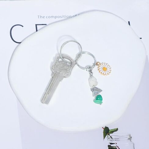 Natural Crystal Keychain New Beginnings Gifts for Women Healing Stones Daisy Gift for Graduation New Job Moving Away in Saudi Arabia