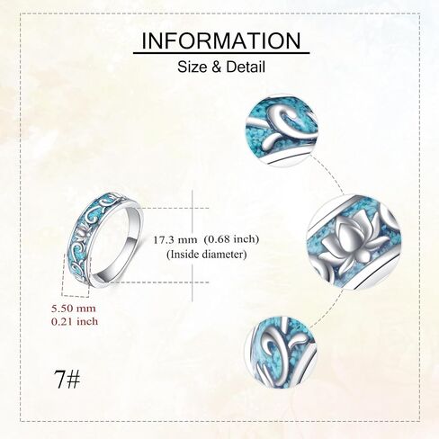 ONEFINITY Turquoise Rings S925 Sterling Silver Turquoise Ring Jewelry Gift For Women Men in Kuwait