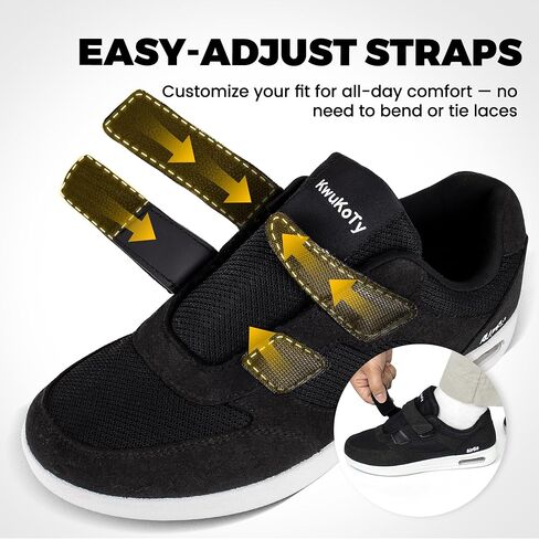 Women's Adjustable Fit Diabetic Shoes Orthopedic Walking Sneakers | Plantar Fasciitis/Swollen Feet/Bunions | Wide Size 6.5-11.5 in Kuwait