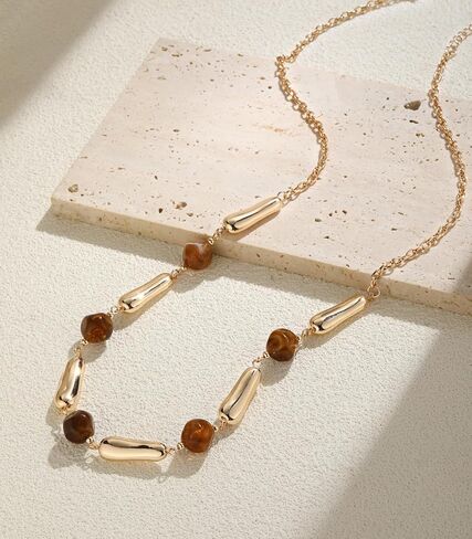 قلادات طويلة مطرزة بالذهب للنساء قلادة سلسلة طويلة مع راتنجات مكتنزة/حبات اللؤلؤ هدايا مجوهرات ذهبية in Kuwait