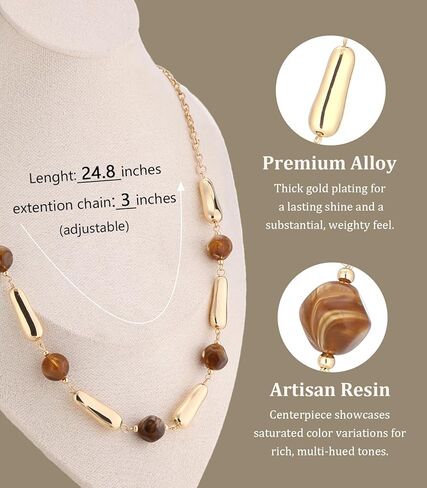 قلادات طويلة مطرزة بالذهب للنساء قلادة سلسلة طويلة مع راتنجات مكتنزة/حبات اللؤلؤ هدايا مجوهرات ذهبية in Kuwait