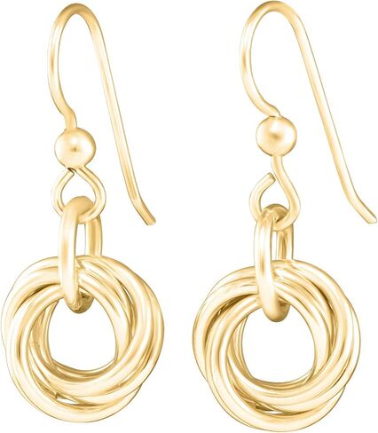Dainty 14K Yellow Gold-Filled Simple Circle Love Knot Dangle Earrings Elegant Designer Jewelry Gift Idea for Classy Minimalist Women in Saudi Arabia