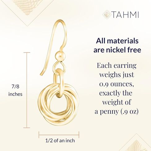 Dainty 14K Yellow Gold-Filled Simple Circle Love Knot Dangle Earrings Elegant Designer Jewelry Gift Idea for Classy Minimalist Women in Saudi Arabia