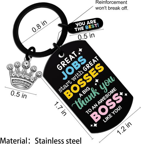 Boss Gift for Women Men Best Bosses Day Gifts Funny Boss Lady Manager Appreciation Farewell Gift Idea Cool Birthday Christmas Thank You Keychain for Bosses Male Female Coworkers Colleagues Employees in Saudi Arabia
