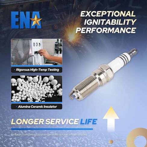 ENA Set of 6 Platinum Spark Plug Compatible with Ford Lincoln Edge F-150 Transit Continental Explorer Flex Taurus MKS MKT MKX MKZ Replacement for CYFS12F5 SP520 in Saudi Arabia