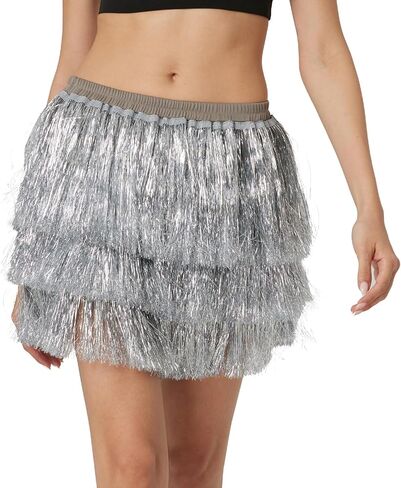 Women's Tinsel Tassel Skirt Fringe Space Cowgirl Music Festival Outfit in Kuwait