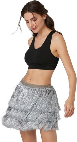 Women's Tinsel Tassel Skirt Fringe Space Cowgirl Music Festival Outfit in Kuwait
