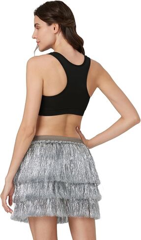 Women's Tinsel Tassel Skirt Fringe Space Cowgirl Music Festival Outfit in Kuwait