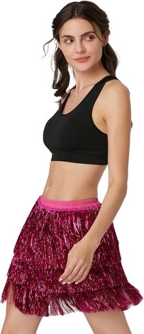 Women's Tinsel Tassel Skirt Fringe Space Cowgirl Music Festival Outfit in Kuwait