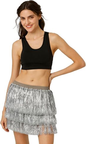 Women's Tinsel Tassel Skirt Fringe Space Cowgirl Music Festival Outfit in Kuwait