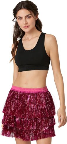 Women's Tinsel Tassel Skirt Fringe Space Cowgirl Music Festival Outfit in Kuwait