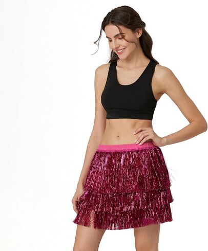 Women's Tinsel Tassel Skirt Fringe Space Cowgirl Music Festival Outfit in Kuwait