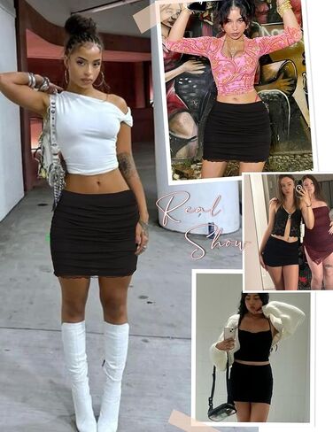 Avidlove المرأة مثير تنورة Ruched Bodycon طبقة مزدوجة نادي تنورة الخس تقليم تنورة مكتب تنورة تنورة صغيرة in Kuwait