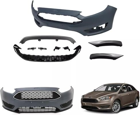 مجموعة غطاء المصد الأمامي بالكامل الجديدة متوافقة مع 2015 2016 2017 2018 Ford Focus S/SE/SEL مع الشبكة السفلية والشفاه الأمامية in Saudi Arabia