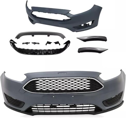 مجموعة غطاء المصد الأمامي بالكامل الجديدة متوافقة مع 2015 2016 2017 2018 Ford Focus S/SE/SEL مع الشبكة السفلية والشفاه الأمامية in Saudi Arabia